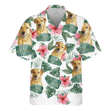 Personalized Pet Face Pattern Hawaiian Shirt (Pink Flower)