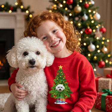 Children's Personalized Christmas Tree Pet Face Sweatshirt