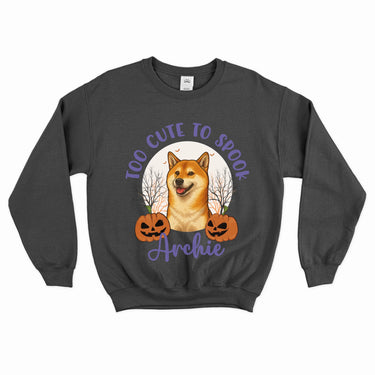 Personalized Too Cute to Spook Halloween Pet Face Sweatshirt