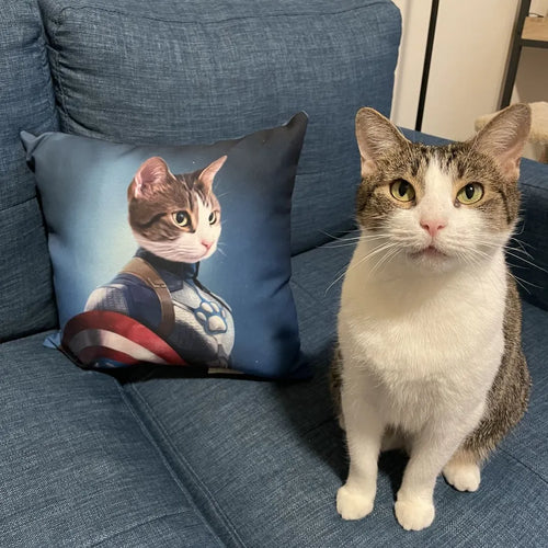 Captain Pawmerica - Custom Throw Pillow