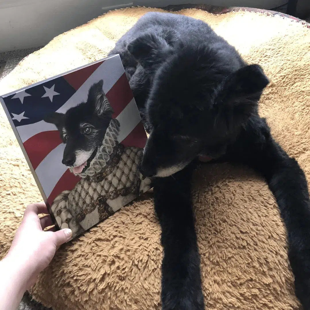 Crown and Paw - Canvas The Princess - USA Flag Edition - Custom Pet Canvas