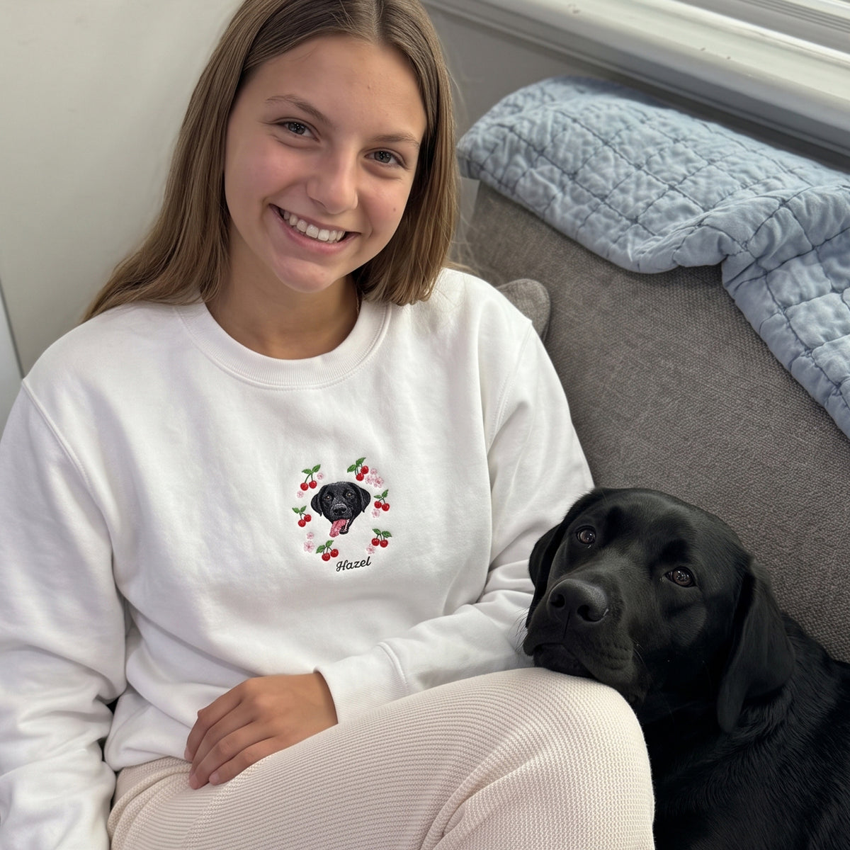 Custom Embroidered Pet Face Organic Cherry Sweatshirt