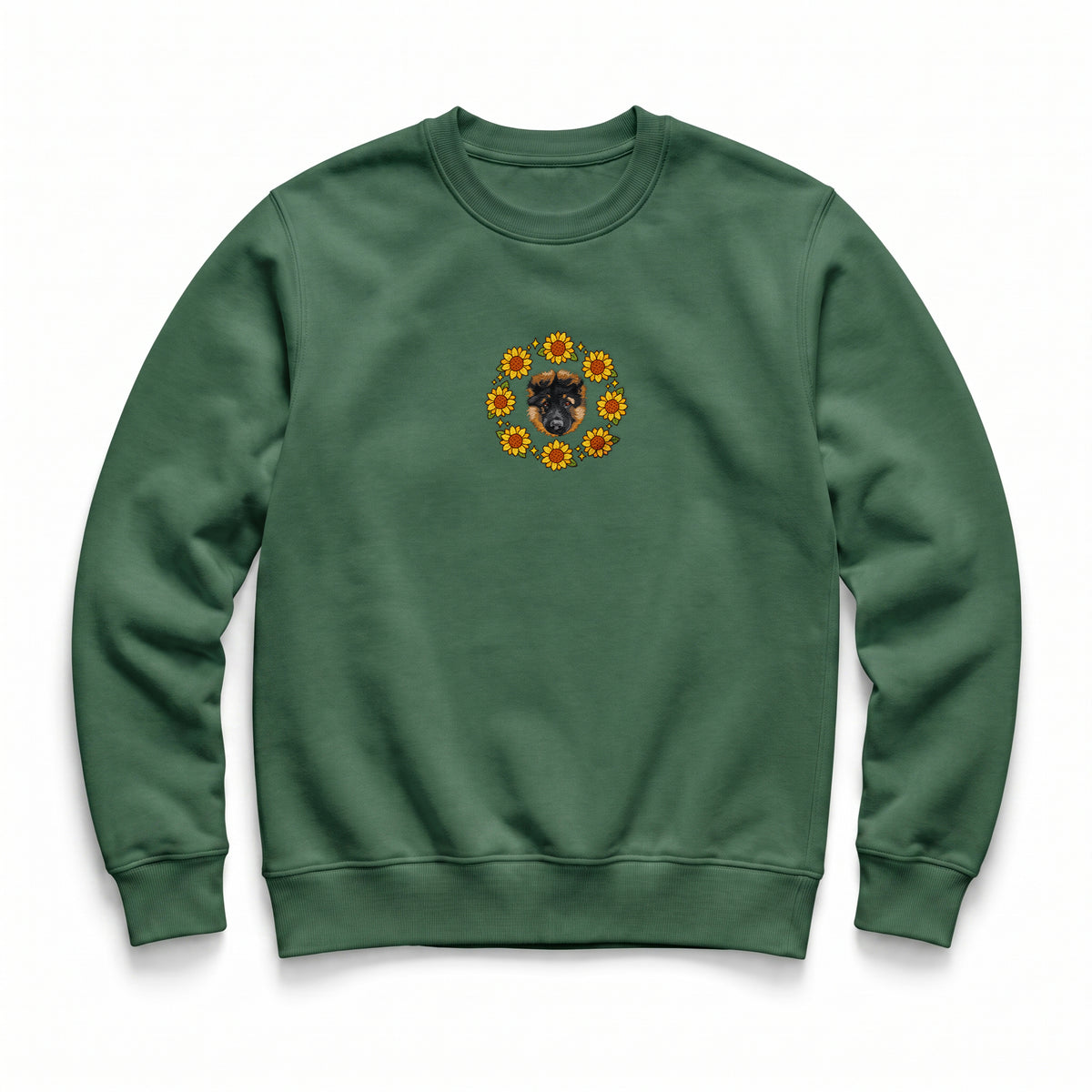 Custom Embroidered Pet Portrait Organic Sunflower Sweatshirt