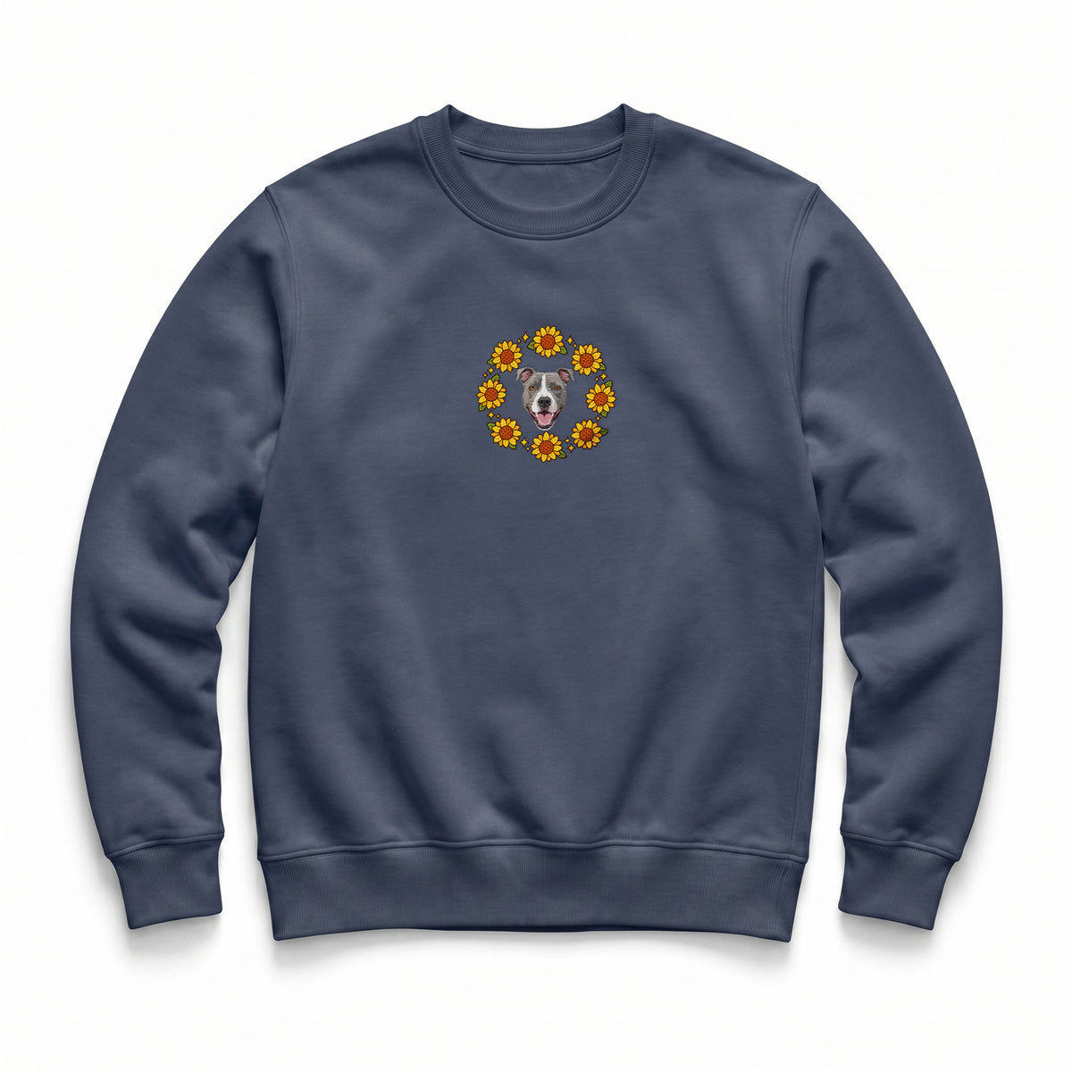 Custom Embroidered Pet Portrait Organic Sunflower Sweatshirt