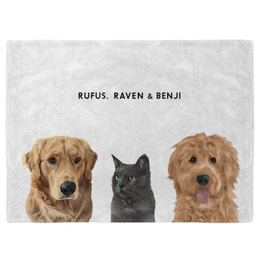 Modern Pet Face Blanket - Three Pets