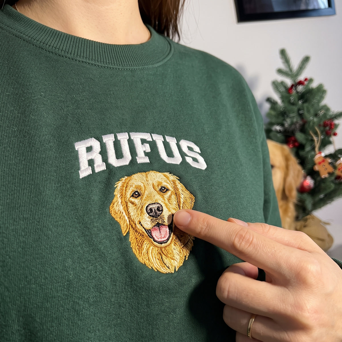 Custom Pet Face Embroidered College Sweatshirt