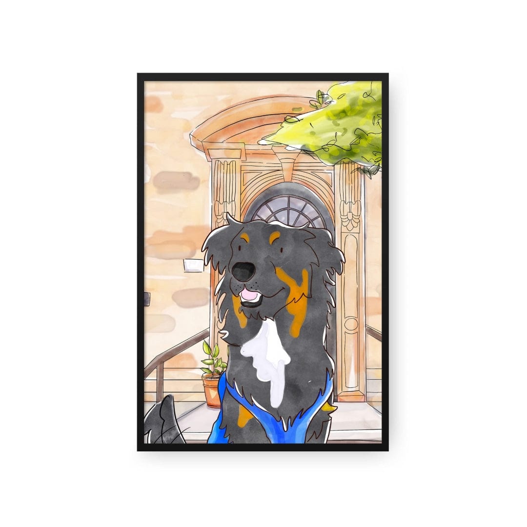 Crown and Paw - Framed Poster Watercolor Pet Portrait - One Pet, Framed Poster