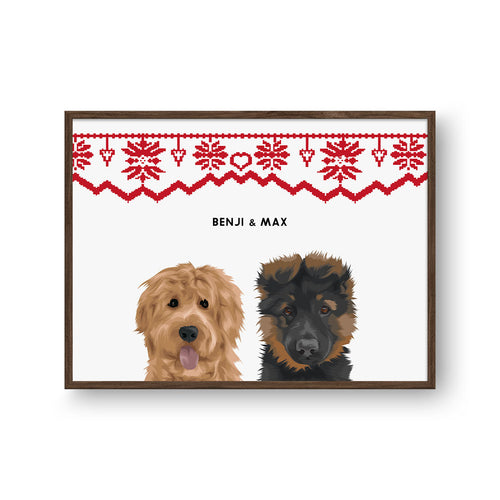 Christmas Pet Portrait - Two Pets