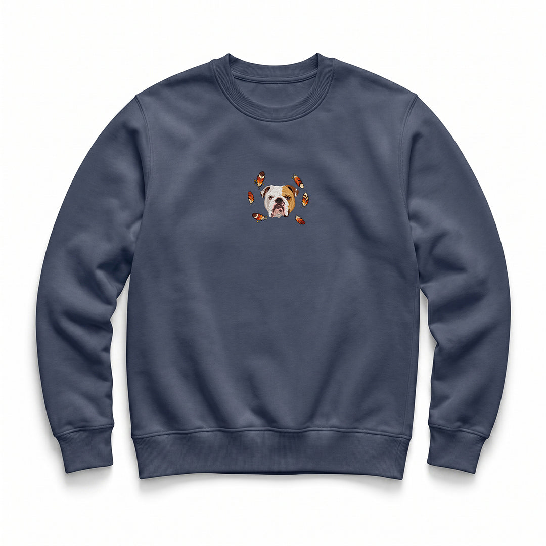Custom Thanksgiving Embroidered Pet Face Organic Sweatshirt
