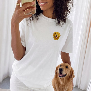Custom Embroidered Pet Face Tee Shirt