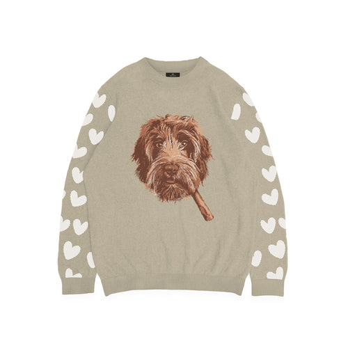 Custom Knitted Pet Face Sweater with Heart Sleeves