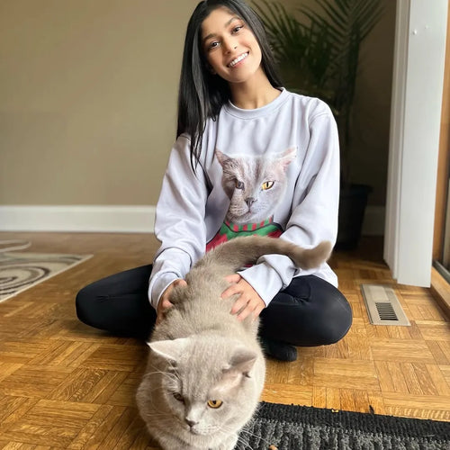 Custom Pet Face Christmas Sweatshirt