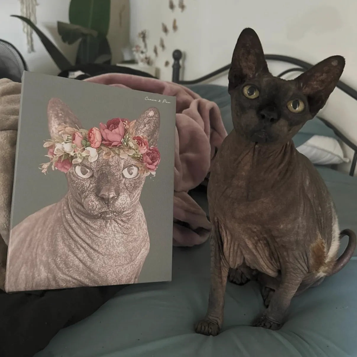 Floral Crown Pet Portrait - Custom Canvas
