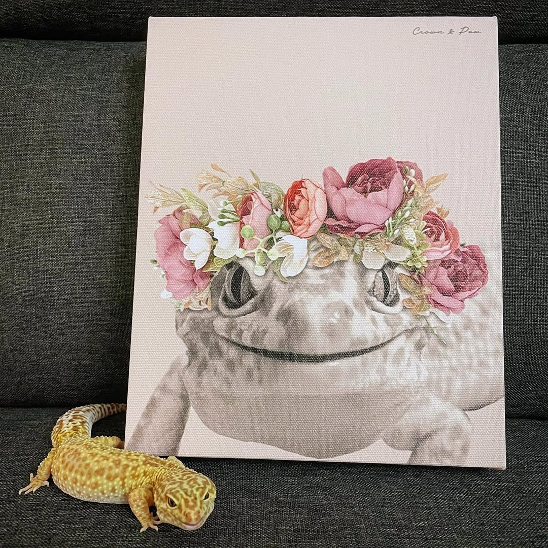 Floral Crown Pet Portrait - Custom Canvas