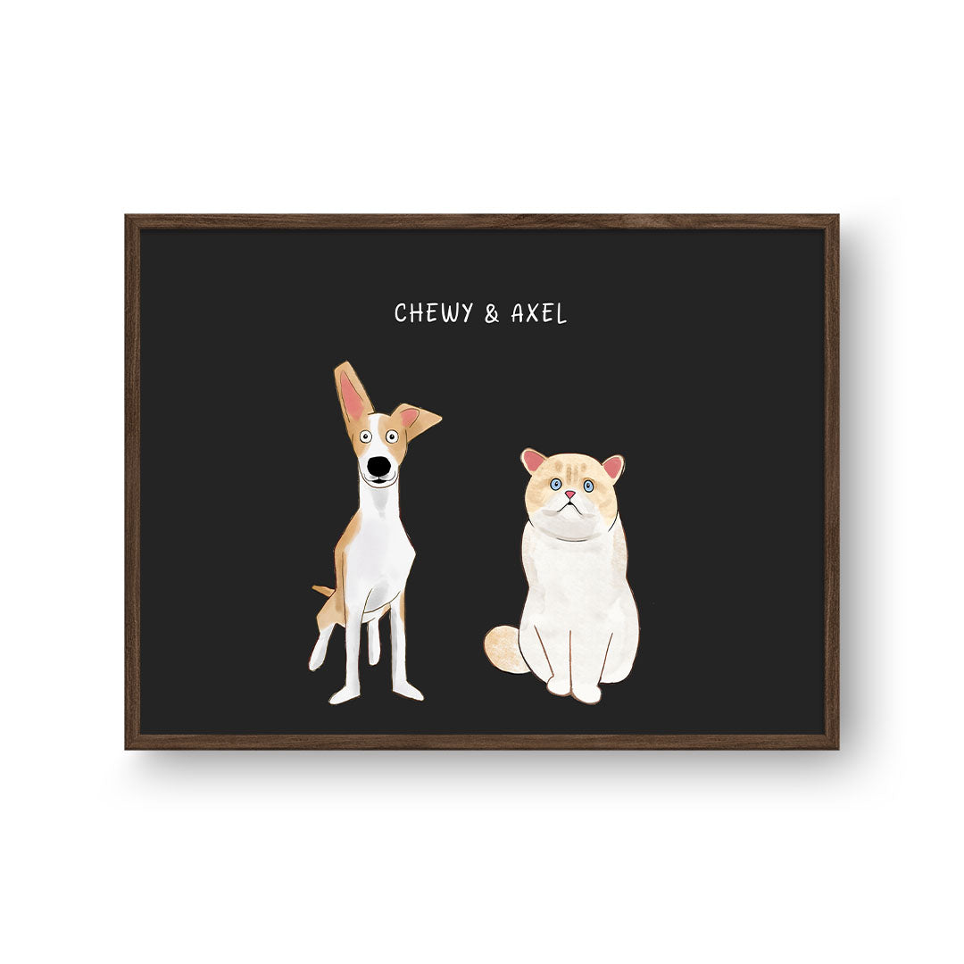 Funny Cartoon Pet Print - Two Pets