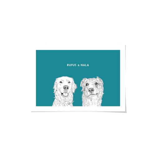 Crown and Paw - Framed Poster Illustrated Pet Portrait - Two Pets