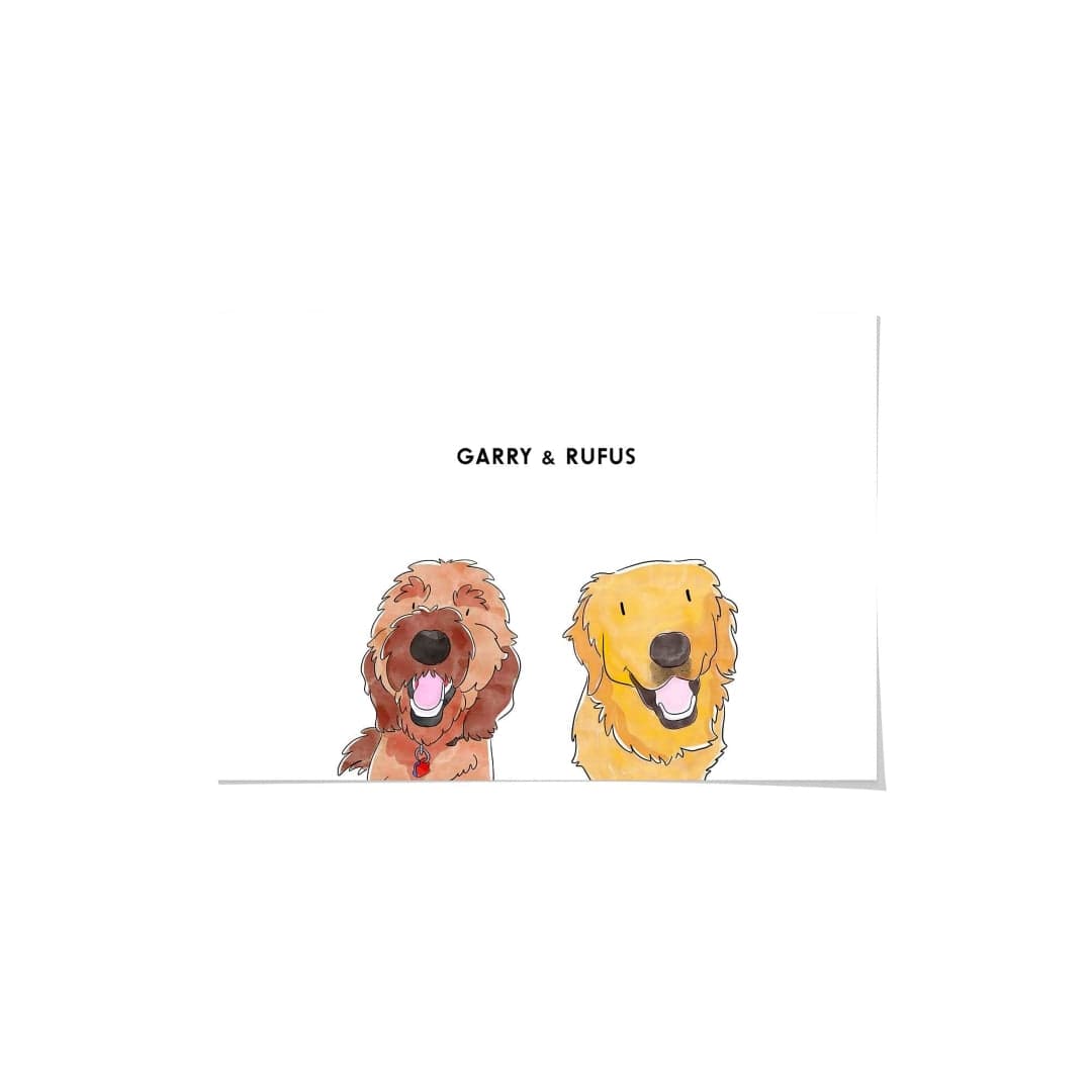 Crown and Paw - Framed Poster Watercolor Pet Portrait - Two Pets, Framed Poster
