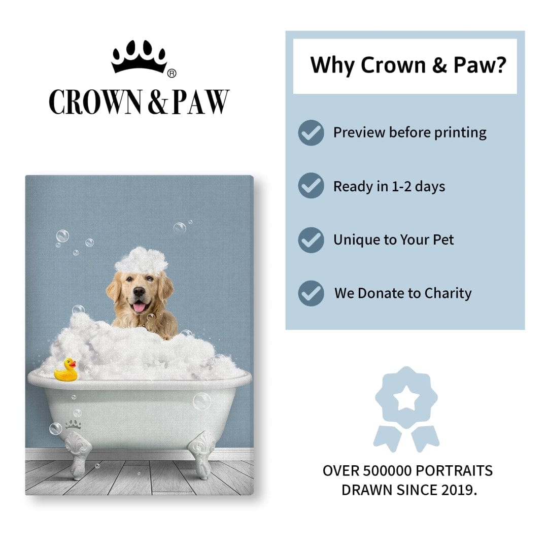 Crown and Paw - Canvas Restroom Pet Portrait - Custom Pet Art