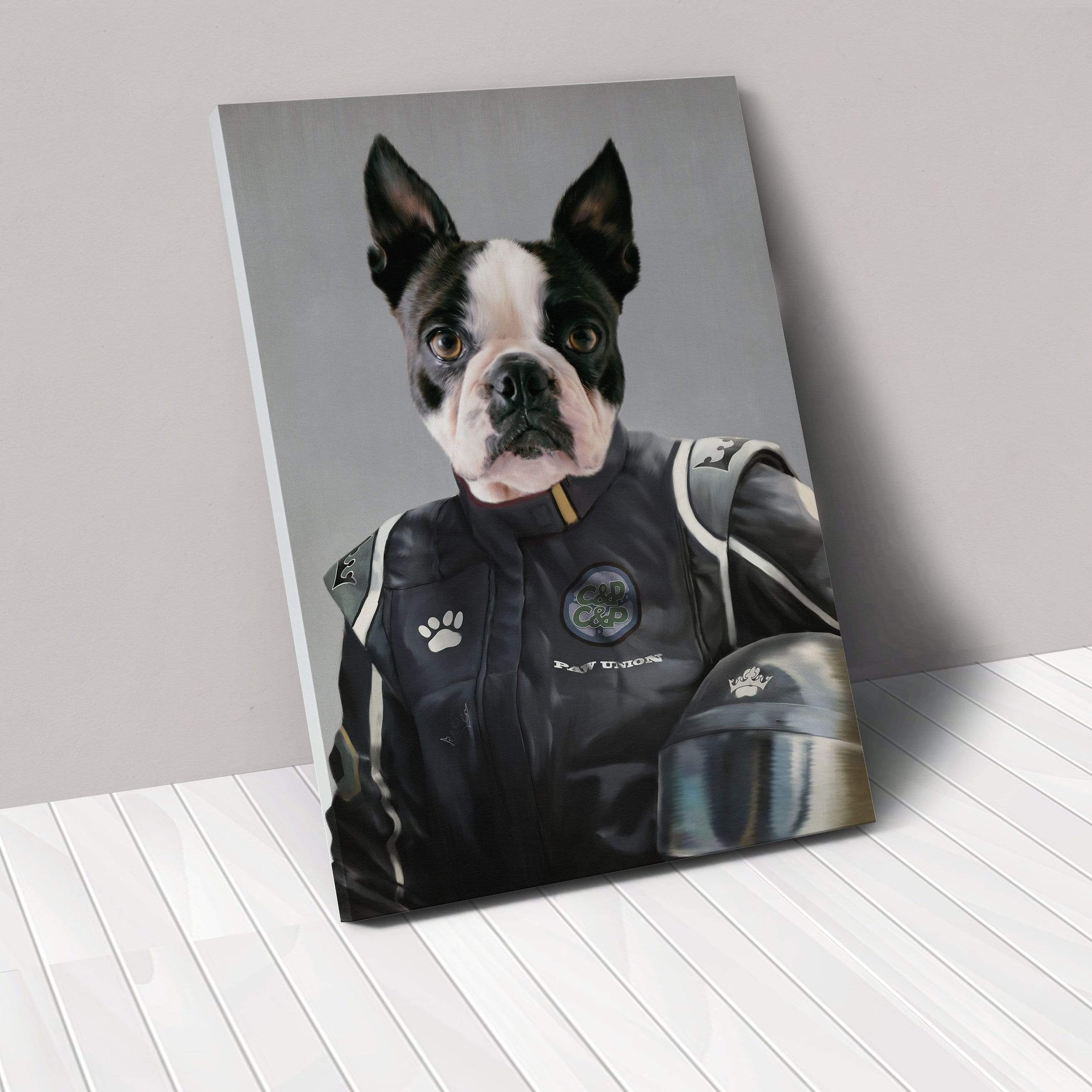 Crown and Paw - Canvas The Race Car Driver - Custom Pet Canvas