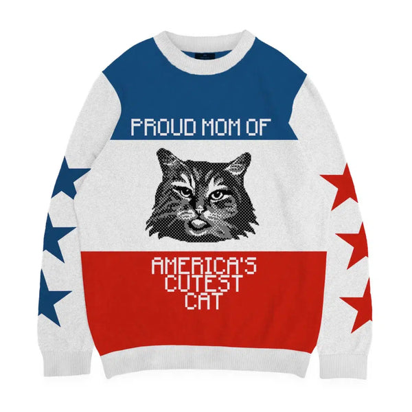 Limited Edition! 4th of July Proud Cat Mom Knitted Sweater