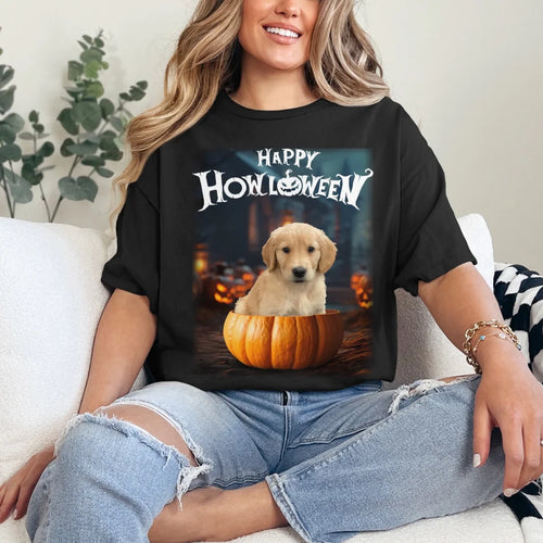 Pet in Photo-Realistic Pumpkin Photo Upload T-Shirt