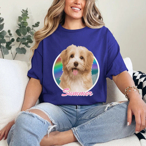 Custom Pet in Circle Photo Upload T-Shirt