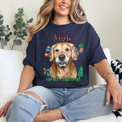 Custom Christmas Pet Photo T-Shirt