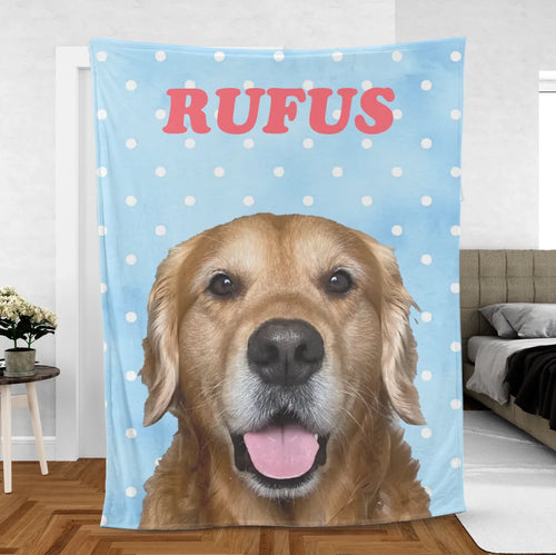 Personalized Polka Dot Pet Photo Blanket