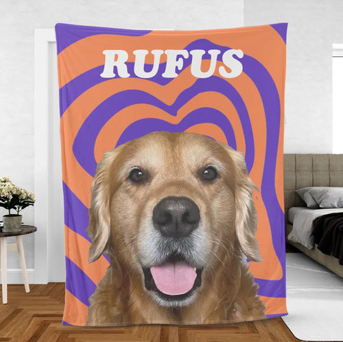 Personalized Groovy Lines Pet Photo Blanket