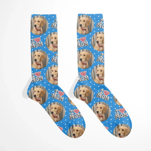 Personalized I Heart Mom Pet Face Socks