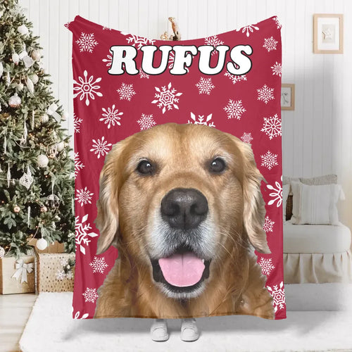 Personalized Christmas Snowflakes Pet Photo Blanket