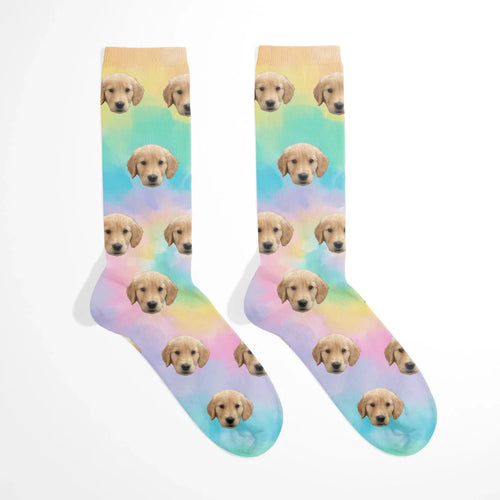 Custom Tie Dye Pet Face Socks