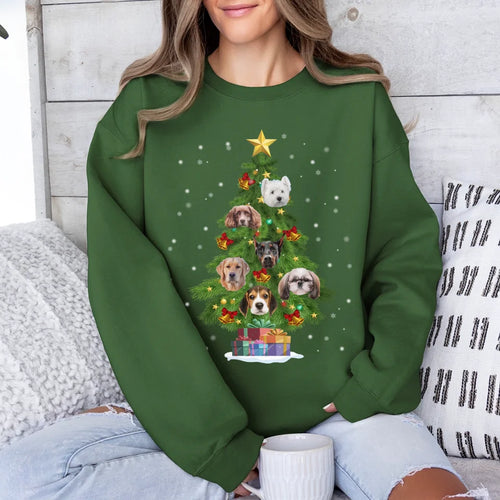 Personalized Christmas Tree Pet Face Sweatshirt