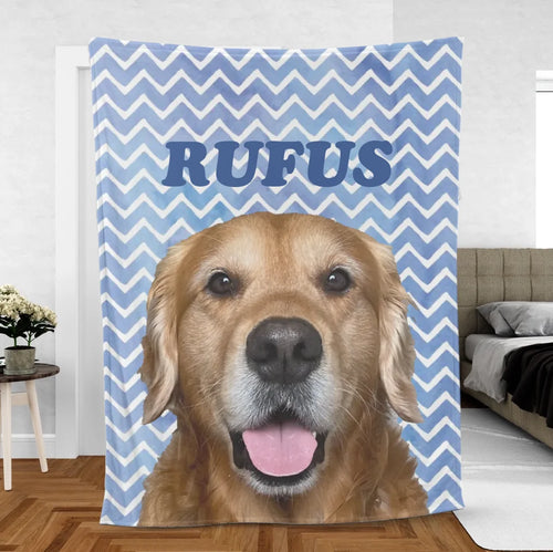 Personalized Zig Zag Pet Photo Blanket