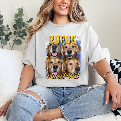 Personalized Vintage Pet Photo and Backdrop T-Shirt