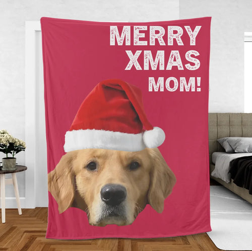 Personalized Merry Xmas Text and Photo Blanket