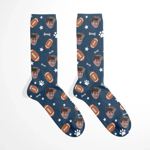 Personalized American Football Photo Socks