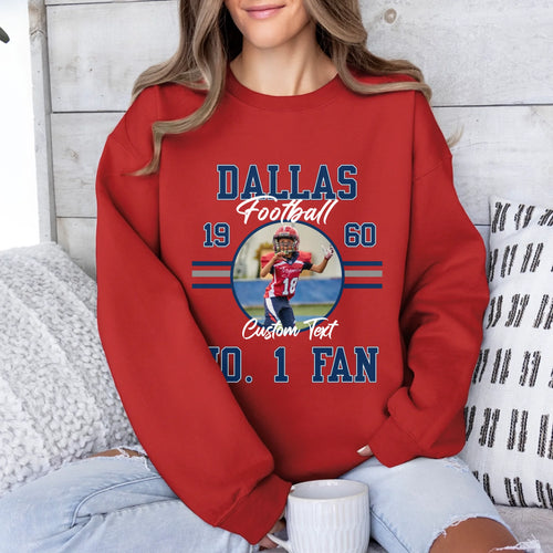 Personalized American Football Fan Photo Upload Sweatshirt