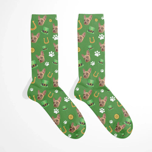 Personalized St. Patrick's Day Pet Face Socks