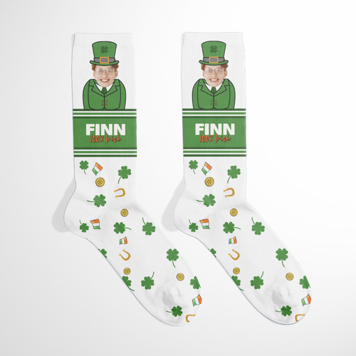 Personalized St. Patricks Day Novelty Face Socks