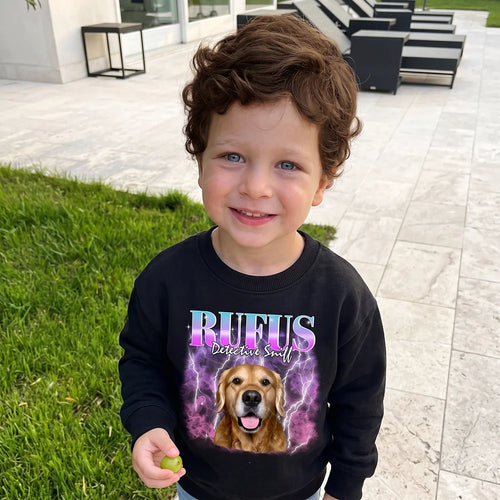 Children's Custom Vintage Style Pet Sweatshirt personalized with your pet's photo
