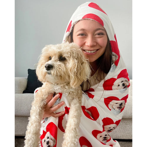 Hooded Blanket - Super Soft Fleece with Pet Face Pattern