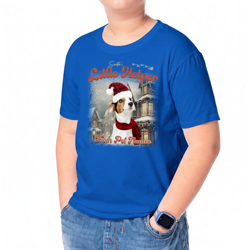 Child wearing the Children's Custom Vintage Christmas Pet T-Shirt