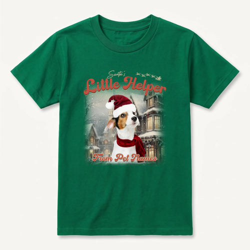 Children's Custom Vintage Christmas Pet T-Shirt in Irish Green