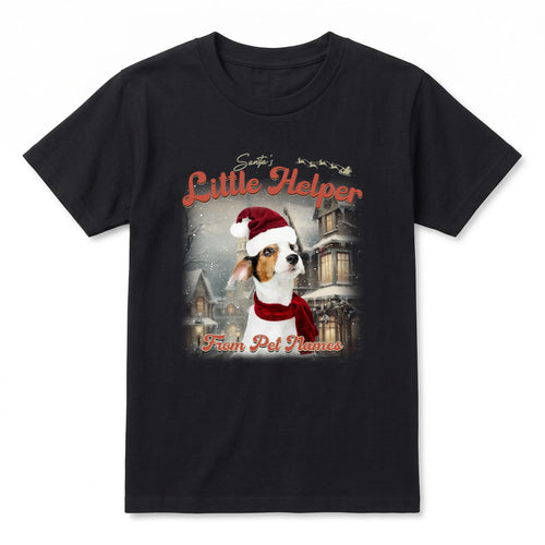 Children's Custom Vintage Christmas Pet T-Shirt in Black