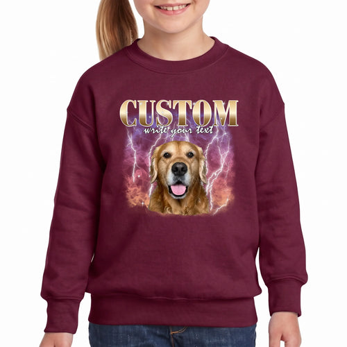 Children's Custom Vintage Style Pet Sweatshirt personalized with your pet's photo, design example 11