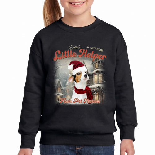 Children's Custom Vintage Christmas Pet Sweatshirt personalized with your pet's photo, design example 8