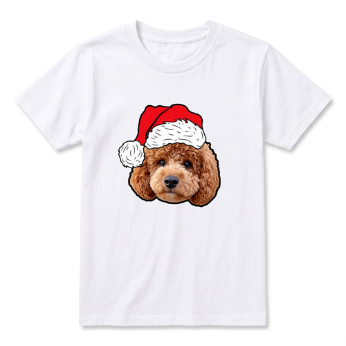 Children's Novelty Pet Face Christmas T-Shirt in White