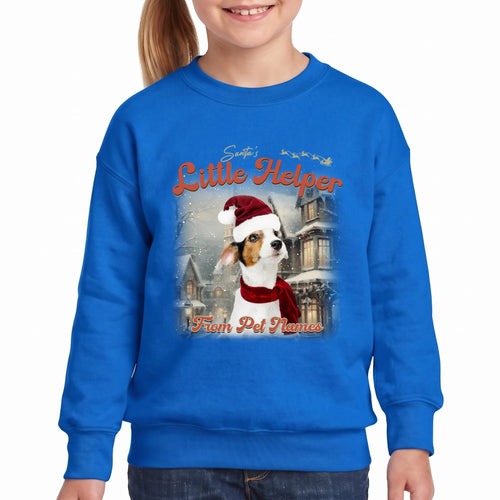 Children's Custom Vintage Christmas Pet Sweatshirt personalized with your pet's photo, design example 14