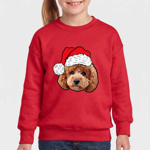 Children's Novelty Pet Face Christmas Sweatshirt personalized with your pet's photo, design example 13
